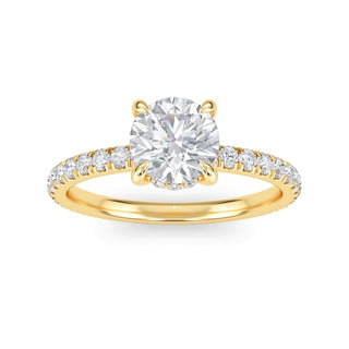 Round Cut Petite Pavé Engagement Ring 0.9 ct